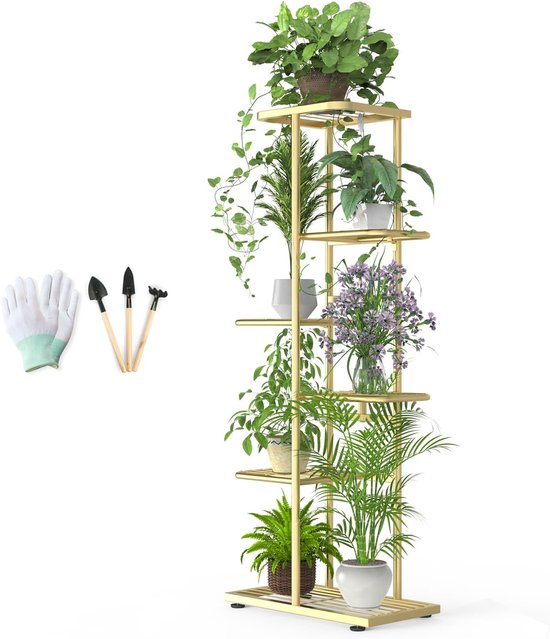 8-verdiepingen bloemenstandaard van metaal, zwart met