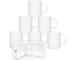 Blanco Keramische Koffiemokken 11 oz | Duurzame Vaatwasmachinebestendige Mokken voor Sublimatie | Set van 6