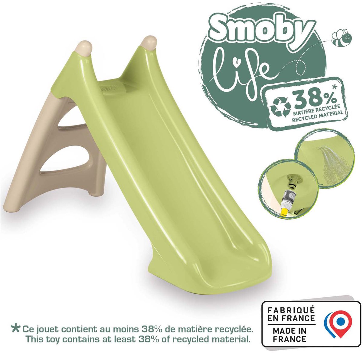 Smoby - Smoby Life - Glijbaan XS - Peuter - voor binnen en buiten - met wateraansluiting - Beige/groen - 7600820629 — afbeelding 2