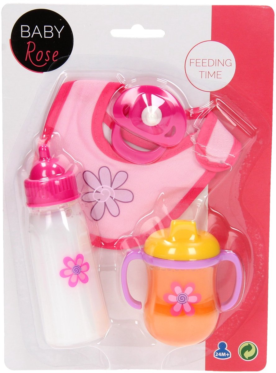 Johntoy Poppenspeelset Baby Rose 4-delig Roze — afbeelding 2