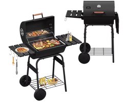 Houtskool BBQ - Smoker - Barbecues - Grill wagen met thermometer - Stevig - EU gecertificeerd - Zwart