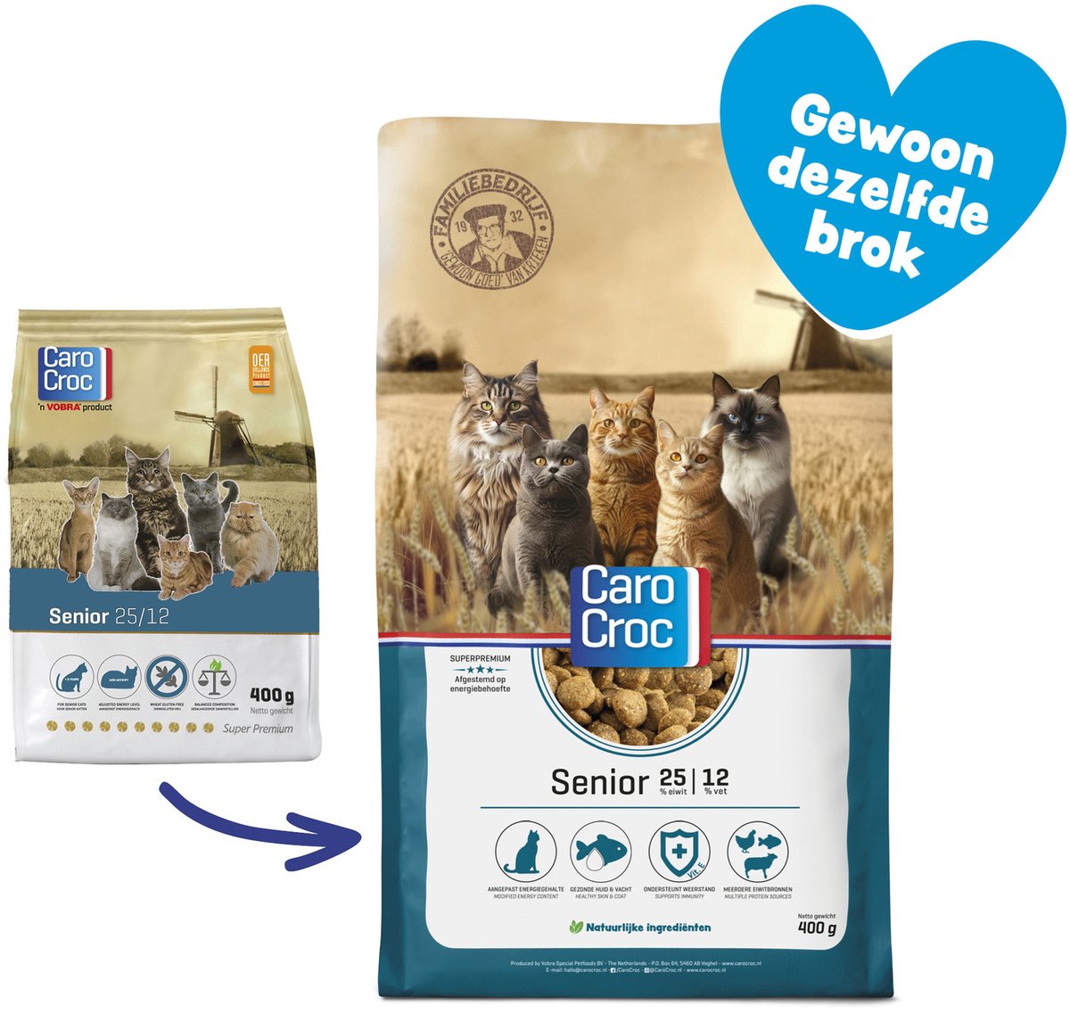 CaroCroc Carocroc Senior - Lam/Gevogelte/Vis - Kattenvoer - 400 g