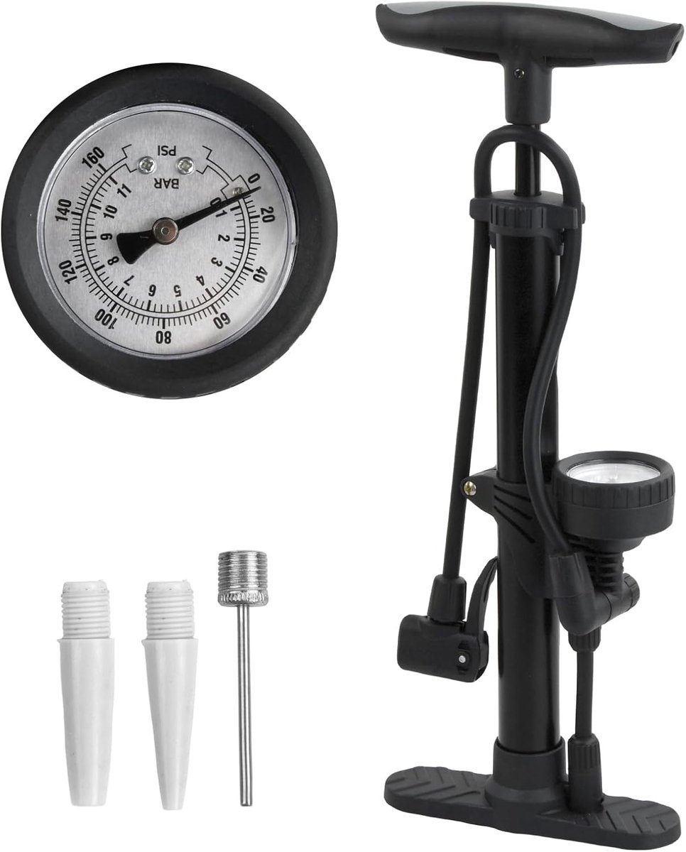 Vloerpomp met manometer - 11 bar/160 psi - geschikt voor fiets en ballen
