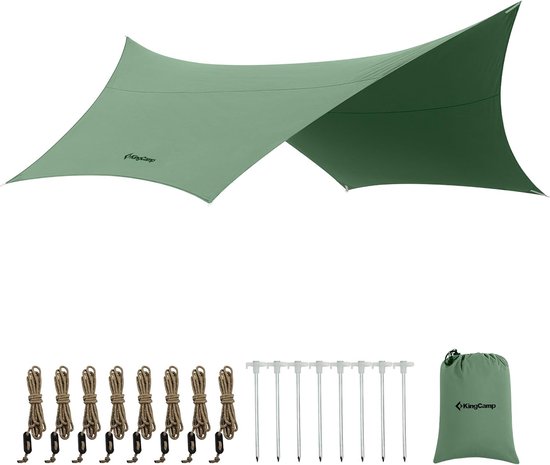 RYACO Camping tentzeil, 3 m x 4 m, tarp voor hangmat, waterdicht, licht, compact, tentonderlegger, picknickdeken, Hammock voor camping, outdoor, camping, outdoor, camping (3m x 4m, Army Green