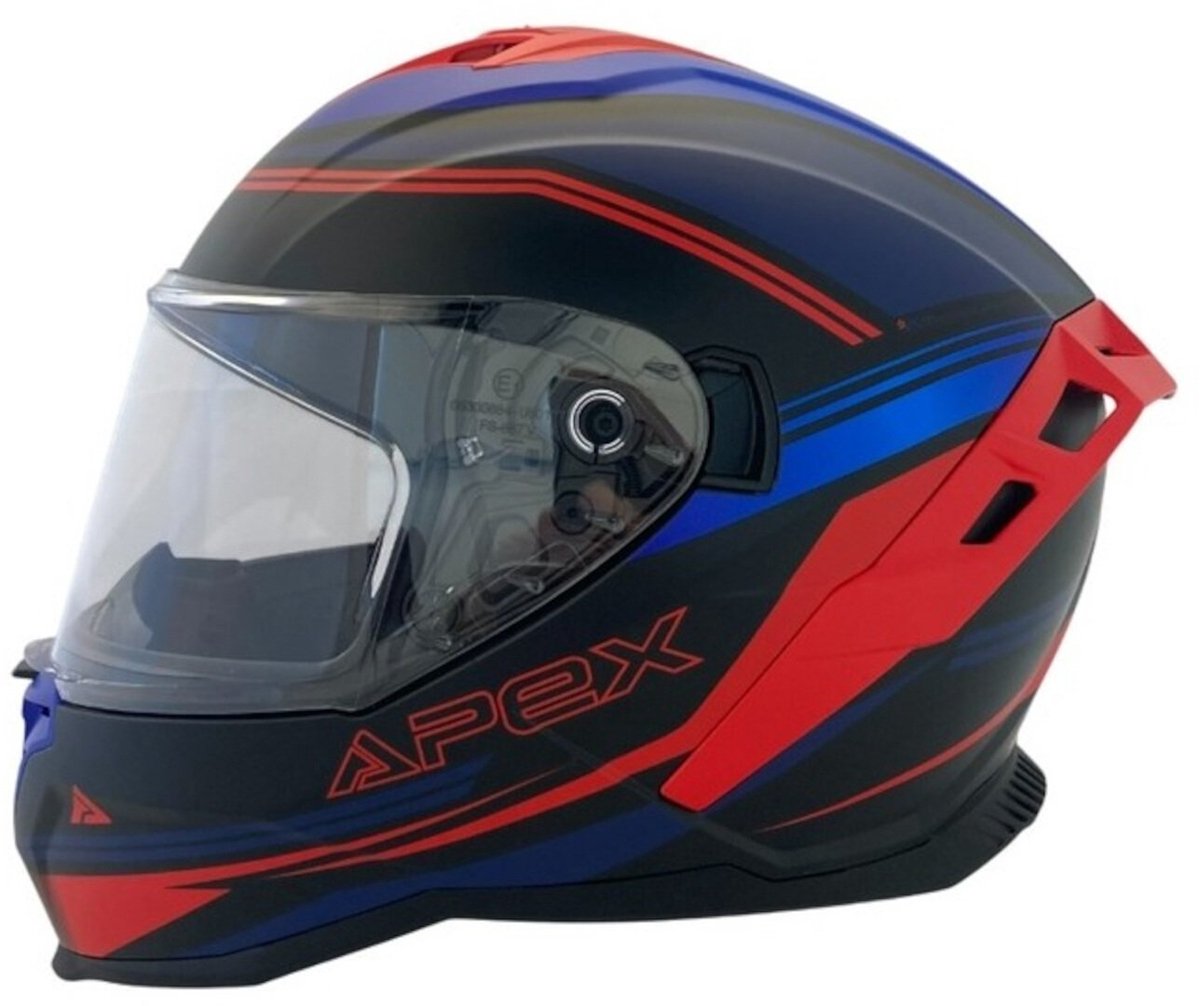APEX FI200 Paris Blauw Rood Mat Integraalhelm - Maat L - Helm Motorhelm