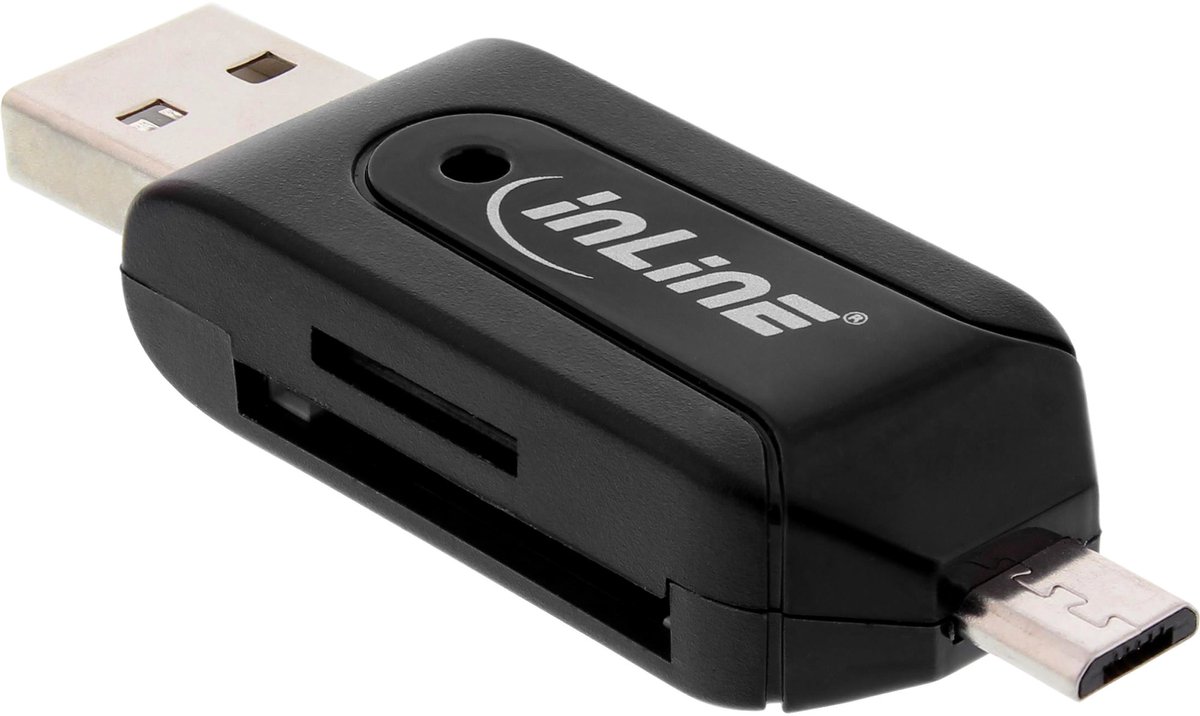 InLine 66779 USB/Micro-USB Zwart geheugenkaartlezer
