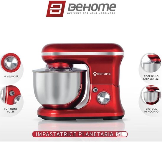 Kneedmachine 5L - Professionele planetaire mixer met 6 snelheden en accessoires van Merkloos — afbeelding 4