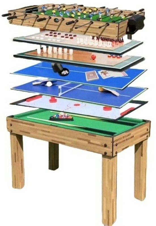 Pegasi Multispeltafel - Biljarten - Tafeltennis - Airhockey - Tafelvoetbal - 10 in 1 - Plaatsbesparend - Speltafel