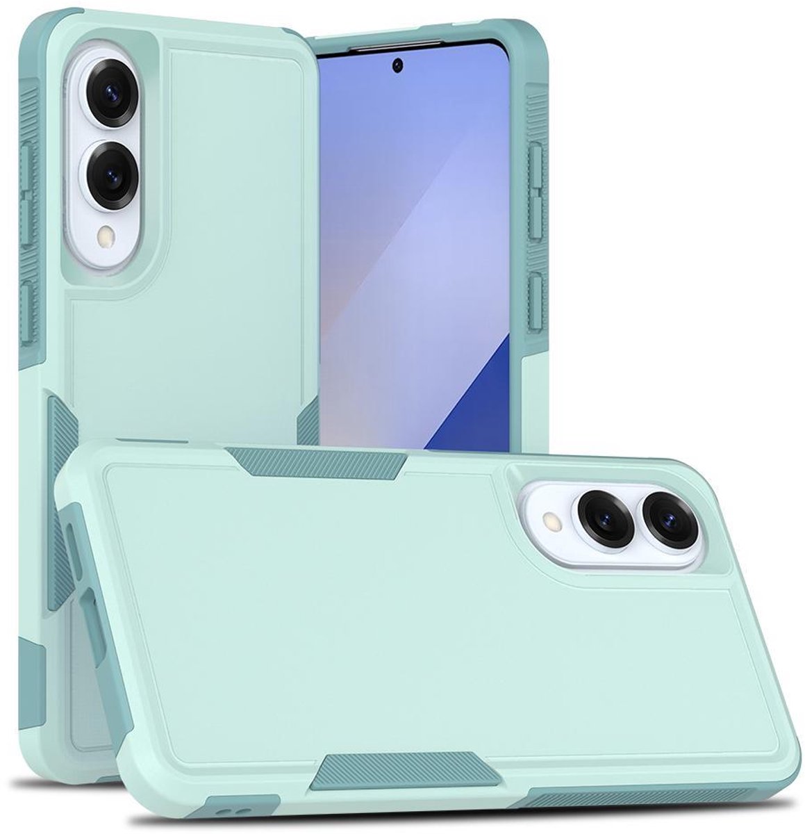 Mobigear Hoesje geschikt voor Samsung Galaxy S25 Edge Telefoonhoesje Hardcase | Mobigear Heavy Armor Backcover Shockproof | Schokbestendig Galaxy S25 Edge Telefoonhoesje | Anti Shock Proof - Groen