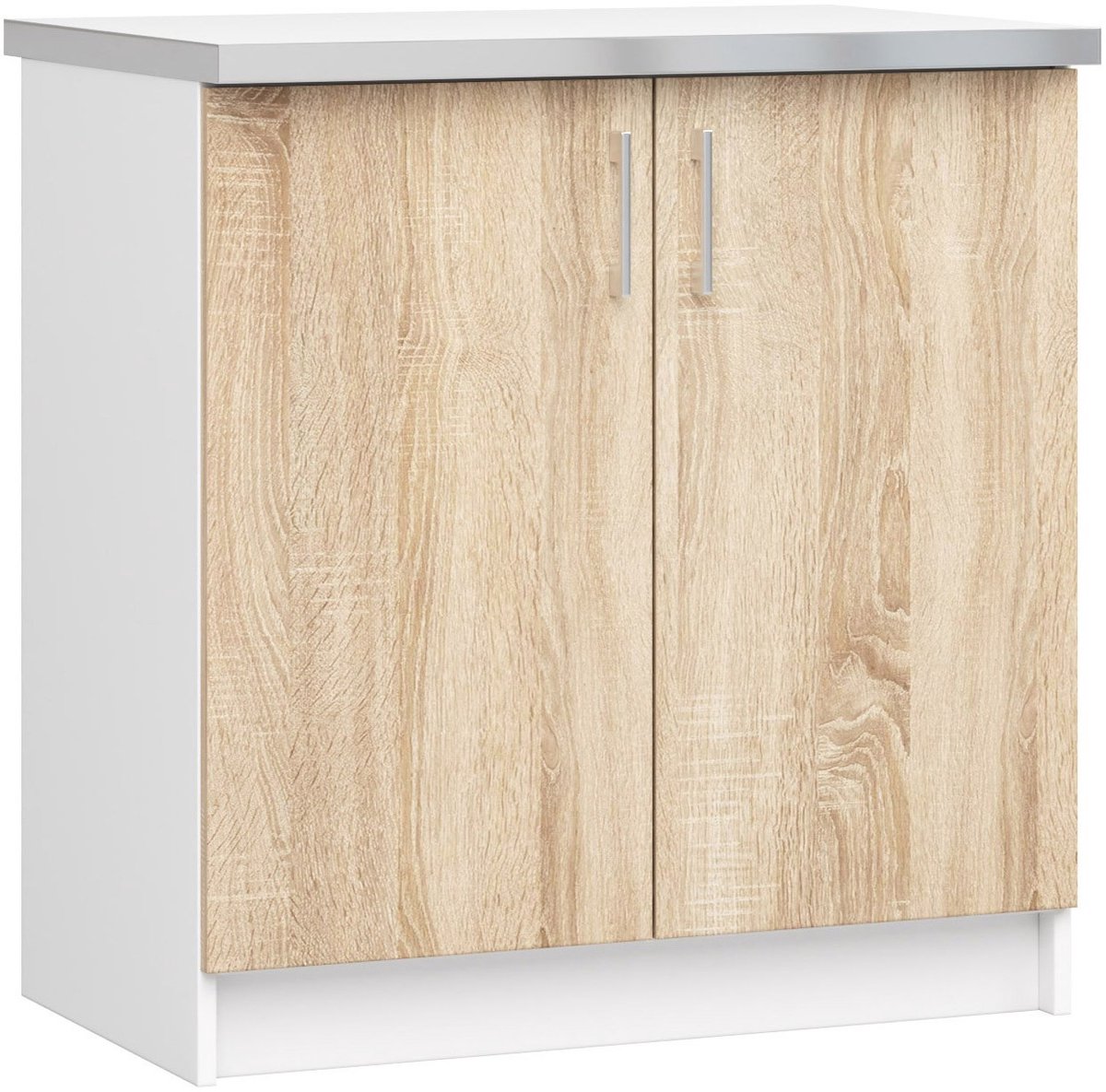 Keukenkast modulaire LIMA S80 met Verkblad / Onderkast met 2 Deuren / AKORD Furniture Factory / Wit - Sonoma Eik / 80 x 82 x 44,5 cm