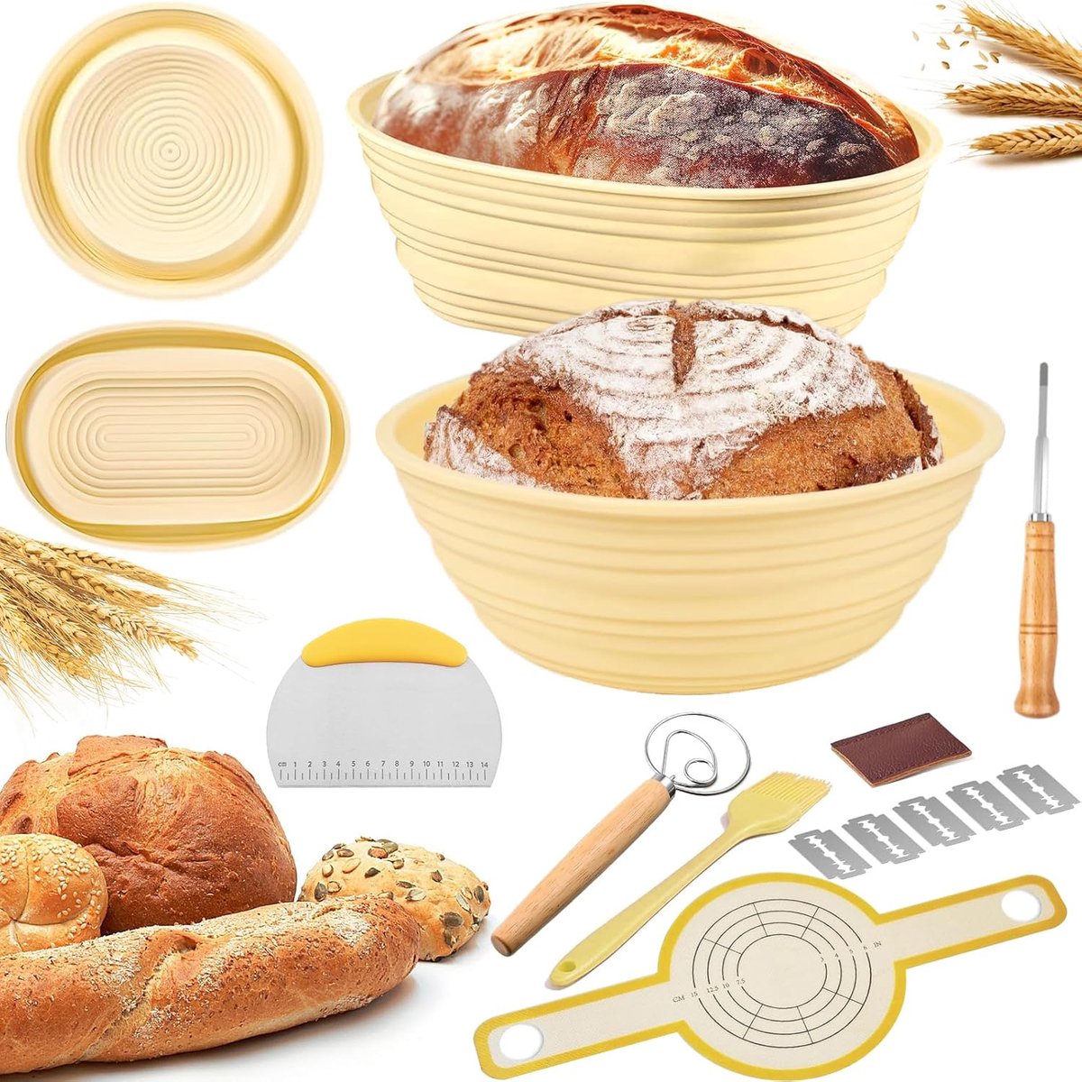 Bakmand Set voor Brood met Essentiële Bakgereedschappen, Makkelijk Schoon te Maken