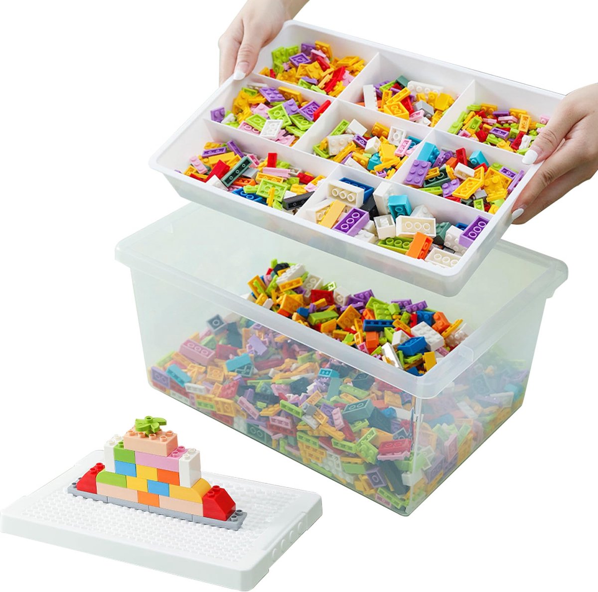 Unyqoos® Multifunctionele Opbergbox met Deksel voor Creatief Spel en Organisatie