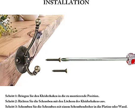 Fuxxer 5 x massieve dubbele haken wandhaken, garderobehaken, vintage, ijzer, zwart