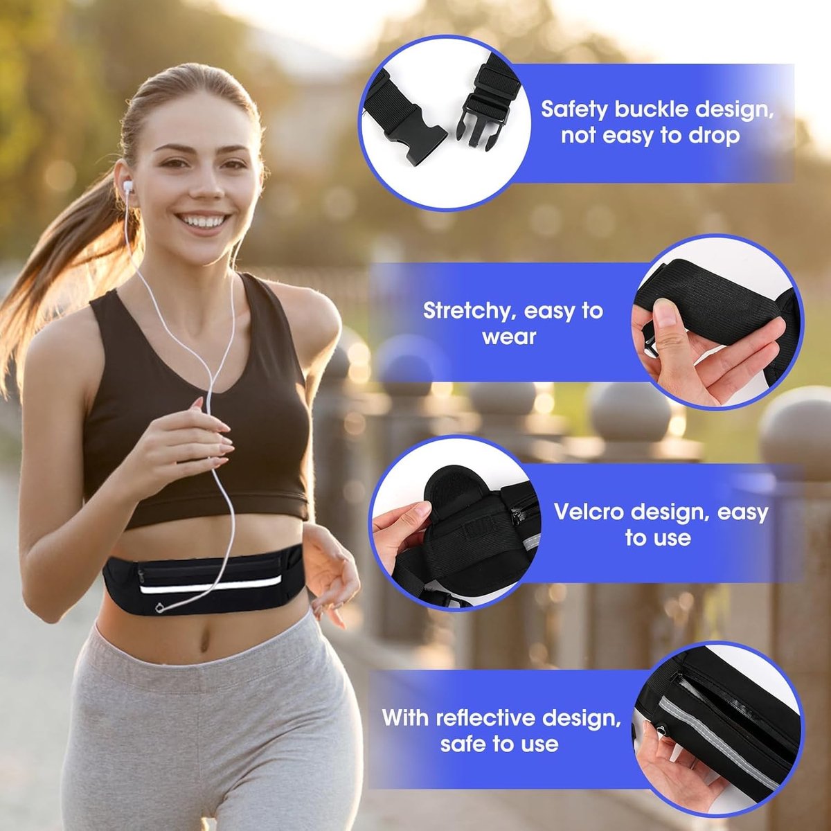 Sportheuptas voor dames, heuptas voor heren, loopriem, mobiele telefoon, heuptas, licht, waterdicht, looptas, joggen, mobiele telefoon, loopriem, geldriem voor joggen, fitness, outdoor, alle