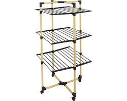 Opvouwbaar Multifunctioneel Droogrek - 30 m, 3 Niveaus, Ruimtebesparend, Zwart en Hout