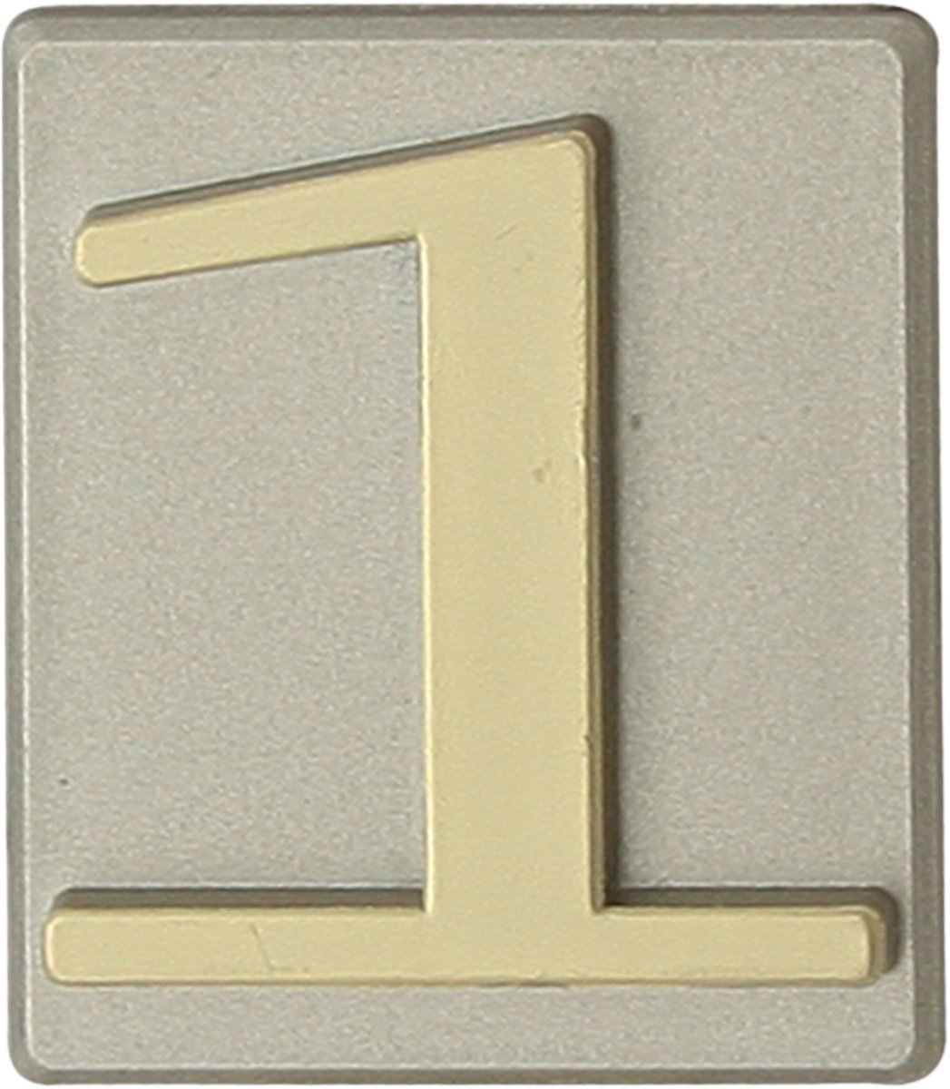 Domino® Deurnummer Zelfklevend INV - "1" - Olijfgroen - Woonhuisnummer Hotelkamernummer 40x47mm - Huisnummer Brievenbus Adresnummer Stickers - Huisnummerplaatje - Deur en Kamernummer - Lockernummer