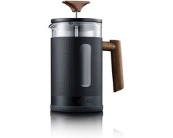 Graef Cafetière 800 ml. Glazen kan met zwart metaal en houten details