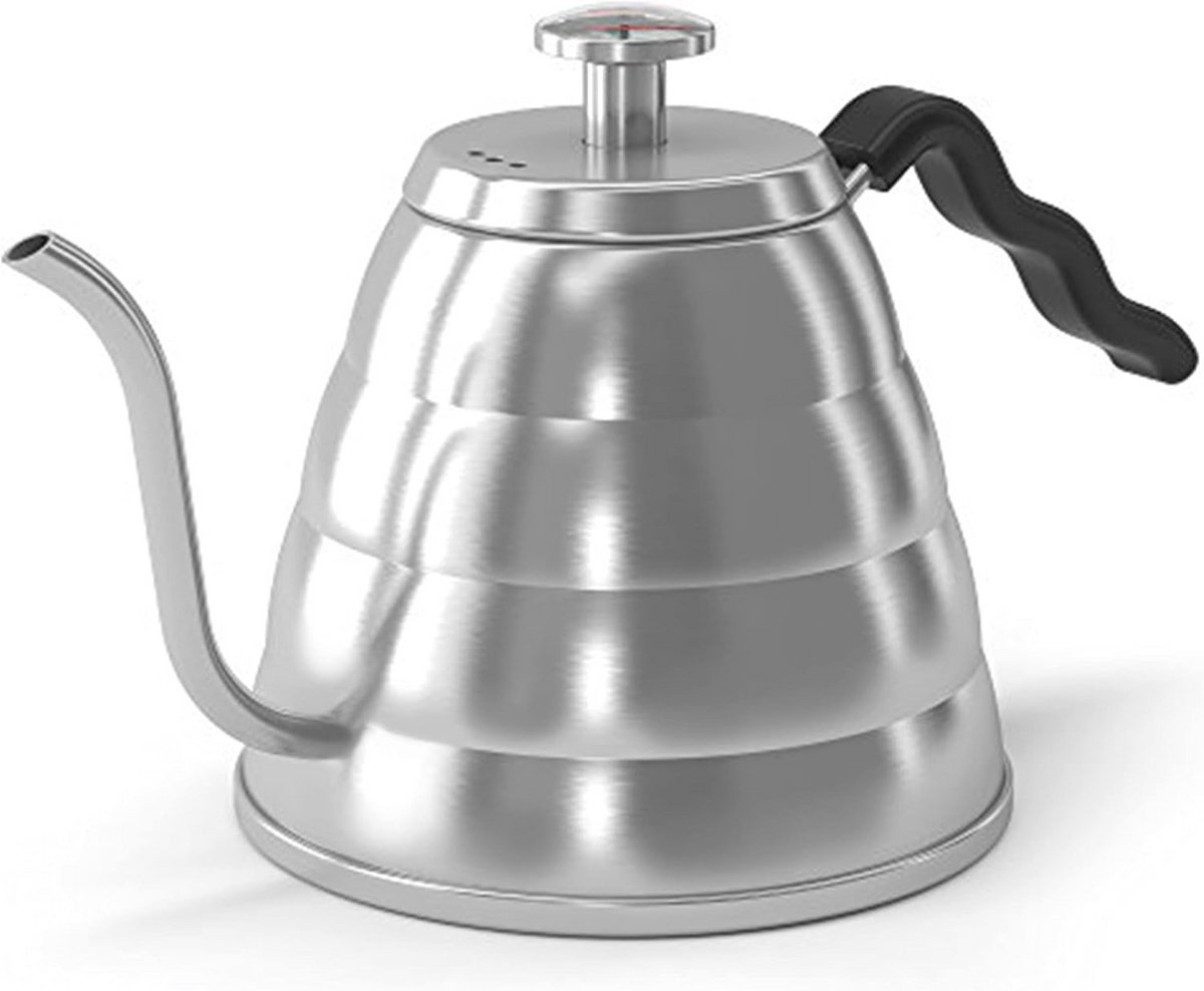 Zwanenhals Waterkoker met Thermometer - 1200 ml Roestvrij Staal - Perfect voor Thee en Koffie