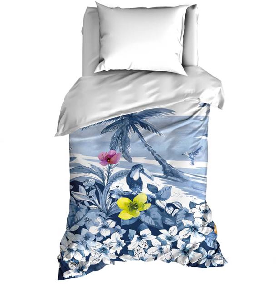 Satin D Or Satin d'Or Lagoon Dekbedovertrek - Eenpersoons - 140x200/220 cm - Blauw