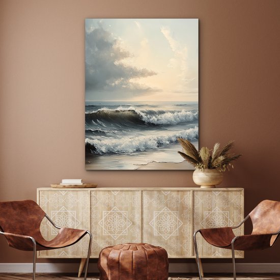 Tableau aluminium 90x120 cm - Décoration murale métal - Plage - Mer - Coucher de soleil - Décoration murale métal salon - Décoration industrielle - Photo sur dibond - Accessoires industriels chambre