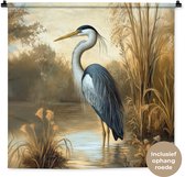 Wandkleed 90x90 cm - Wanddoek Reiger - Water - Planten - Wandtapijt - Wandkleden