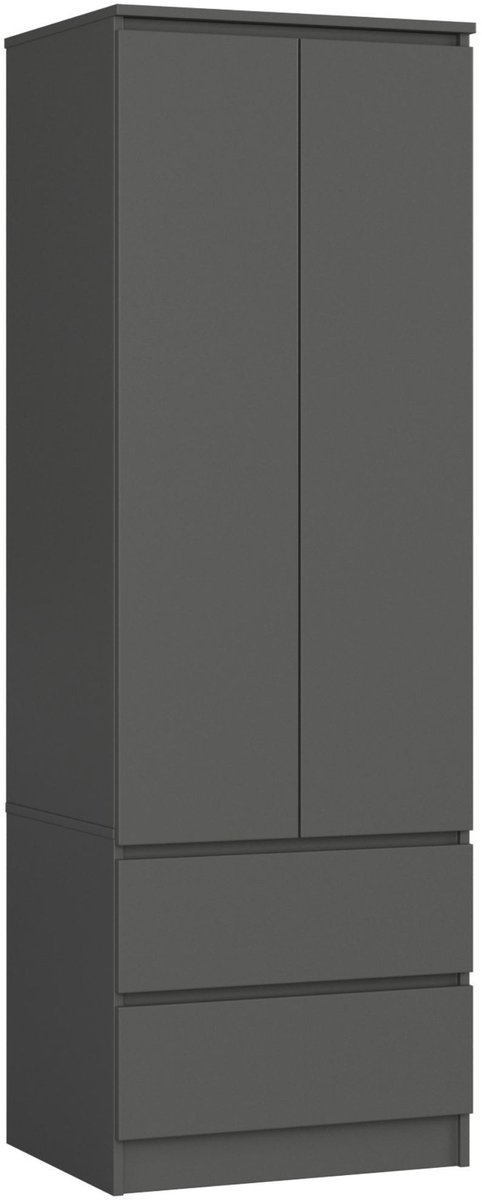 Kledingkast STAR S60 met 2 Deuren en 2 Lades / AKORD Furniture Factory / Grafietgrijs / 60 x 180 x 51 cm