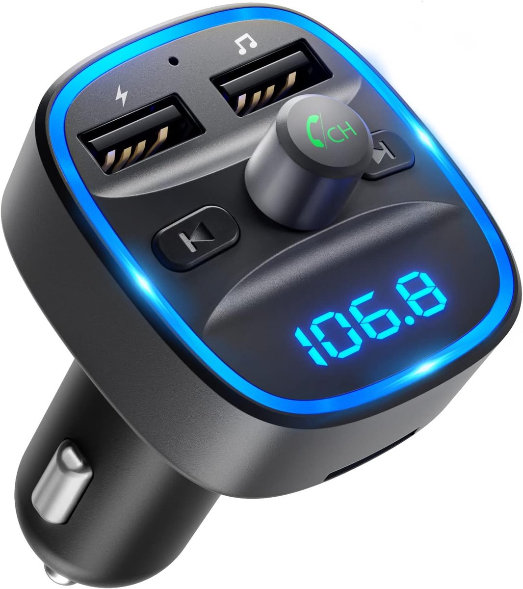 Bluetooth 5.1 FM Transmitter Auto Adapter met Dual USB Poorten en Handsfree Bellen