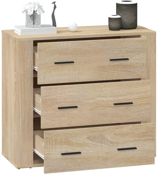 vidaXL Buffet 80x33x70 cm Bois d'ingénierie Chêne Sonoma - Buffet - Commodes - Armoire - Armoire murale