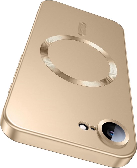 Coque Casemania pour Apple iPhone 16e - Goud - Coque arrière en Siliconen mat - Compatible MagSafe