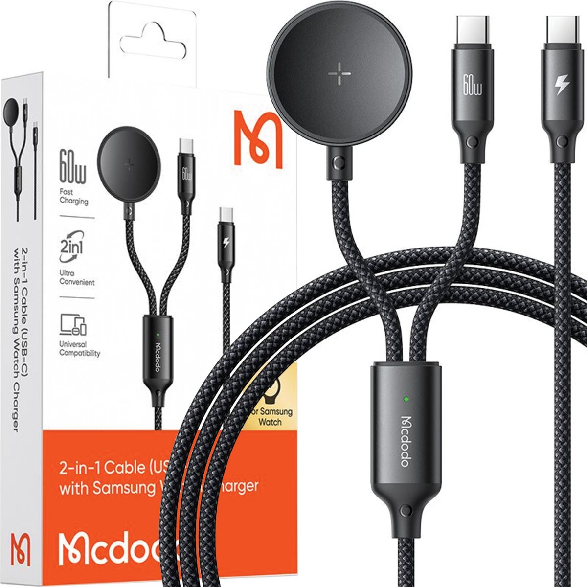 Mcdodo Inductieve Oplader Voor Samsung Galaxy Horloge 2In1 Usb-C Laptop Kabel