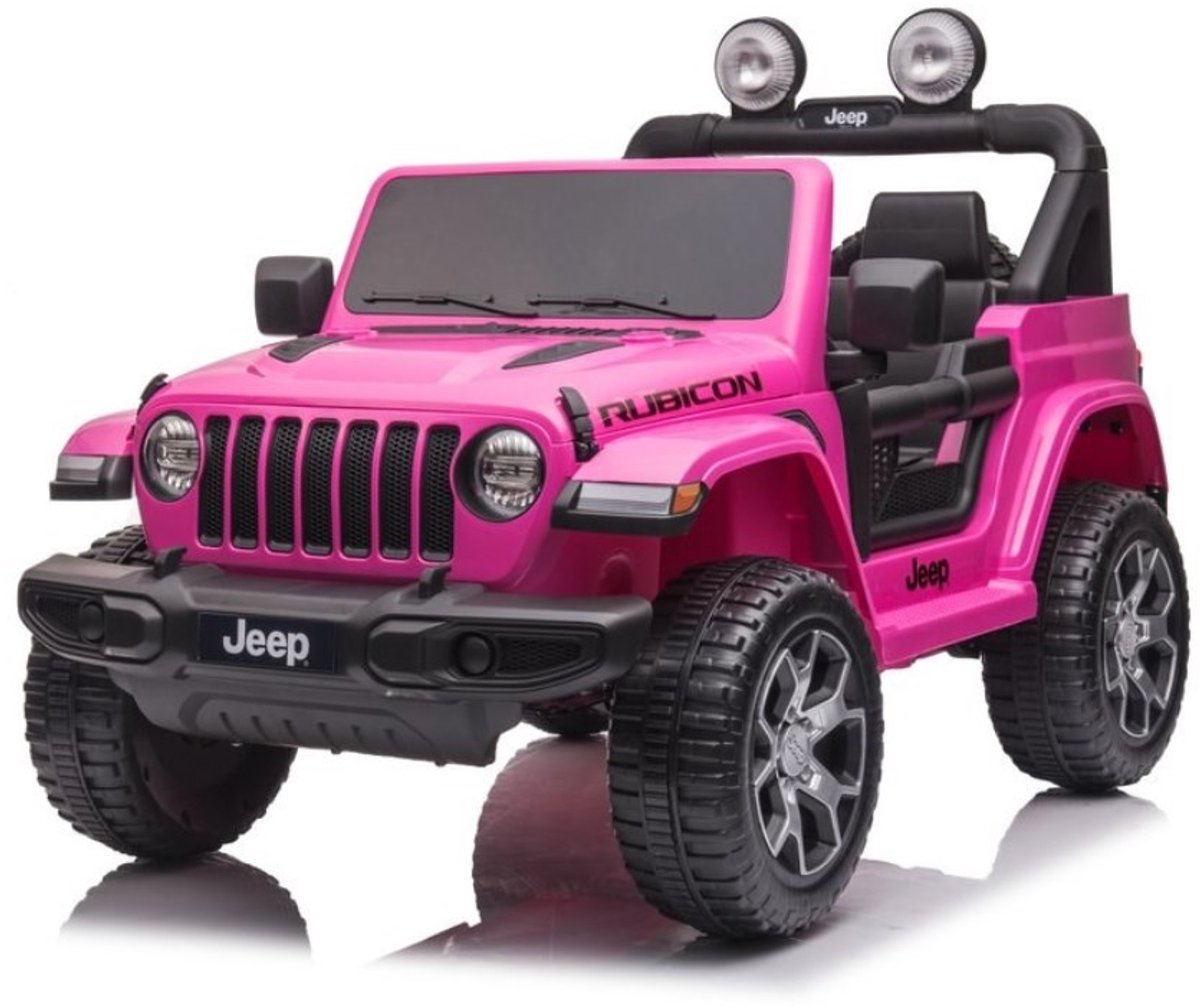 Baby Mix - Speelgoedvoertuig - Jeep Wrangler Rubicon roze elektrische auto met afstandsbediening - kinderauto - babyauto - elektrische wagen - speelgoedauto - rit - avontuur