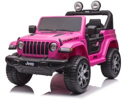 Baby Mix - Speelgoedvoertuig - Jeep Wrangler Rubicon roze elektrische auto met afstandsbediening - kinderauto - babyauto - elektrische wagen - speelgoedauto - rit - avontuur