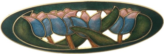 Behave® Broche tulipes émail bleu vert rose 7,5 cm