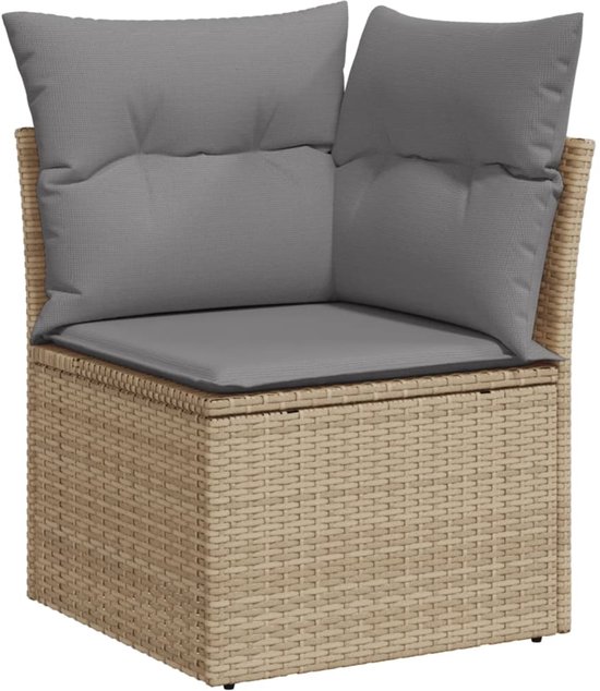 vidaXL - 6 pièces - Ensemble de salon - avec - coussins - poly - rotin - beige