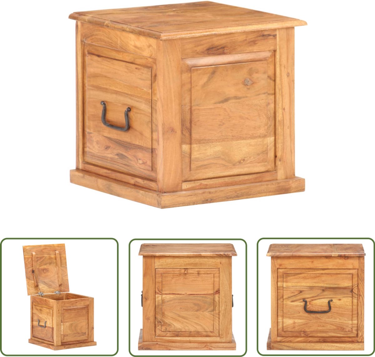 The Living Store Kist 40x40x40 cm massief acaciahout - Acacia Kast - Opbergkast - Opbergkist - Decoratieve Kist - Vintage Kist