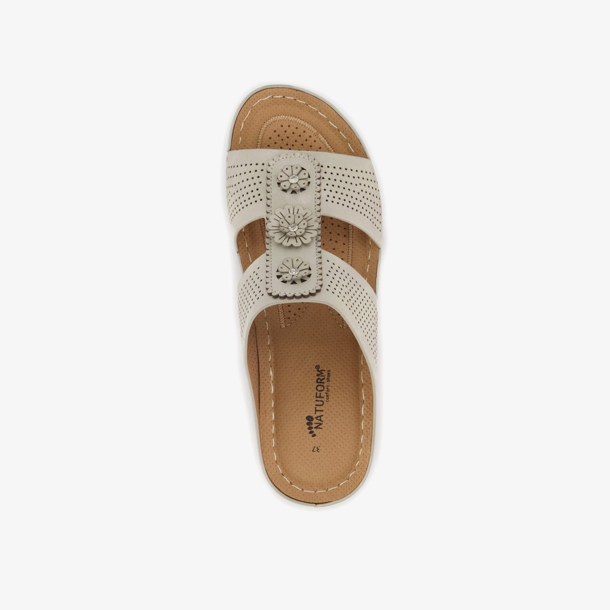 Natuform dames slippers met sleehak beige - Maat 40 - Uitneembare zool