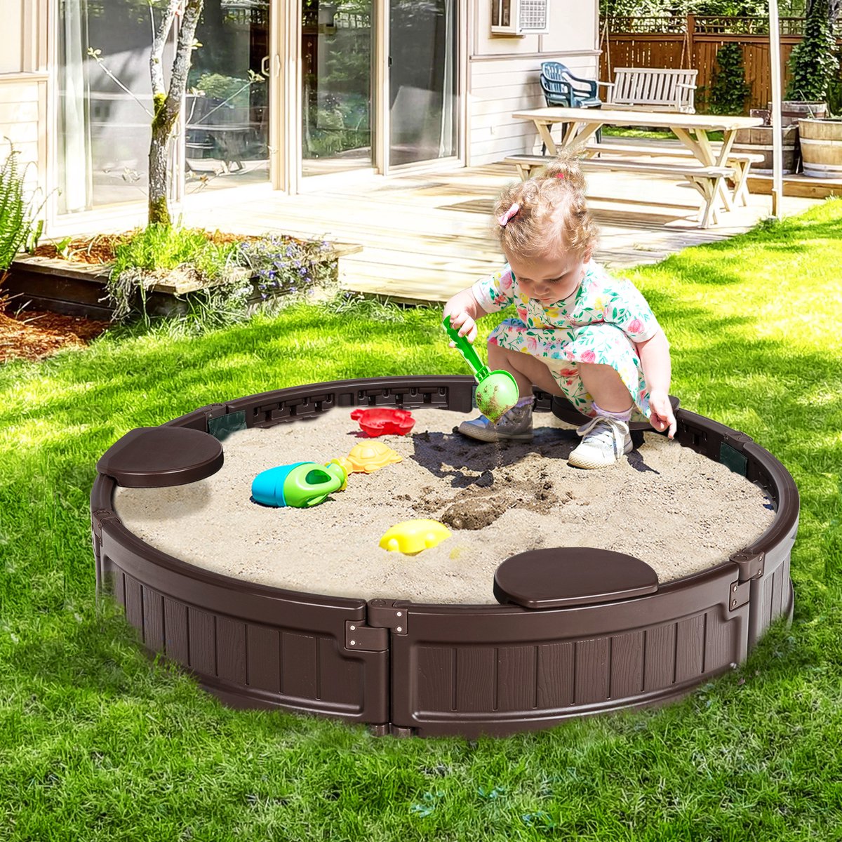 Ronde zandbak voor kinderen 120 x 120 x 21 cm met geïntegreerde