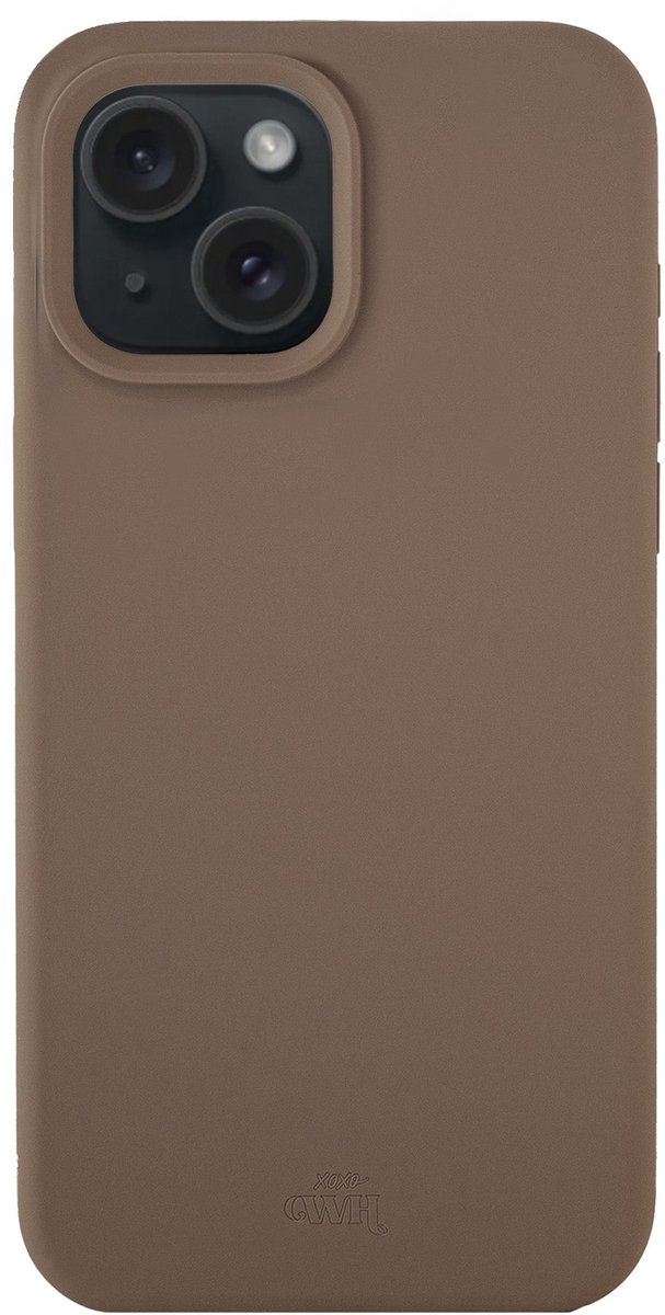 xoxo Wildhearts Shockproof Silicone Case Brown - geschikt voor iPhone 15 - Backcover hoes - Bruin Siliconen - Optimale bescherming - Verhoogde camera rand - Bruin