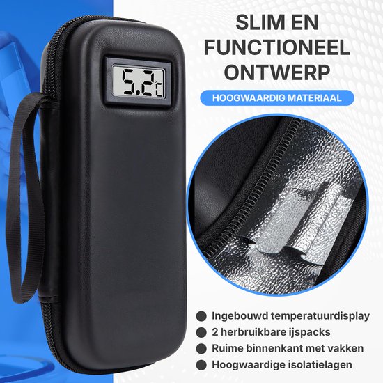 Insuline Koeltas - Diabetes Koeltas met 2 Ijspacks – Isolerende Insuline Etui voor op Reis - Compact Koeltasje, Koeler Tas & Tasje van Bewern — afbeelding 2