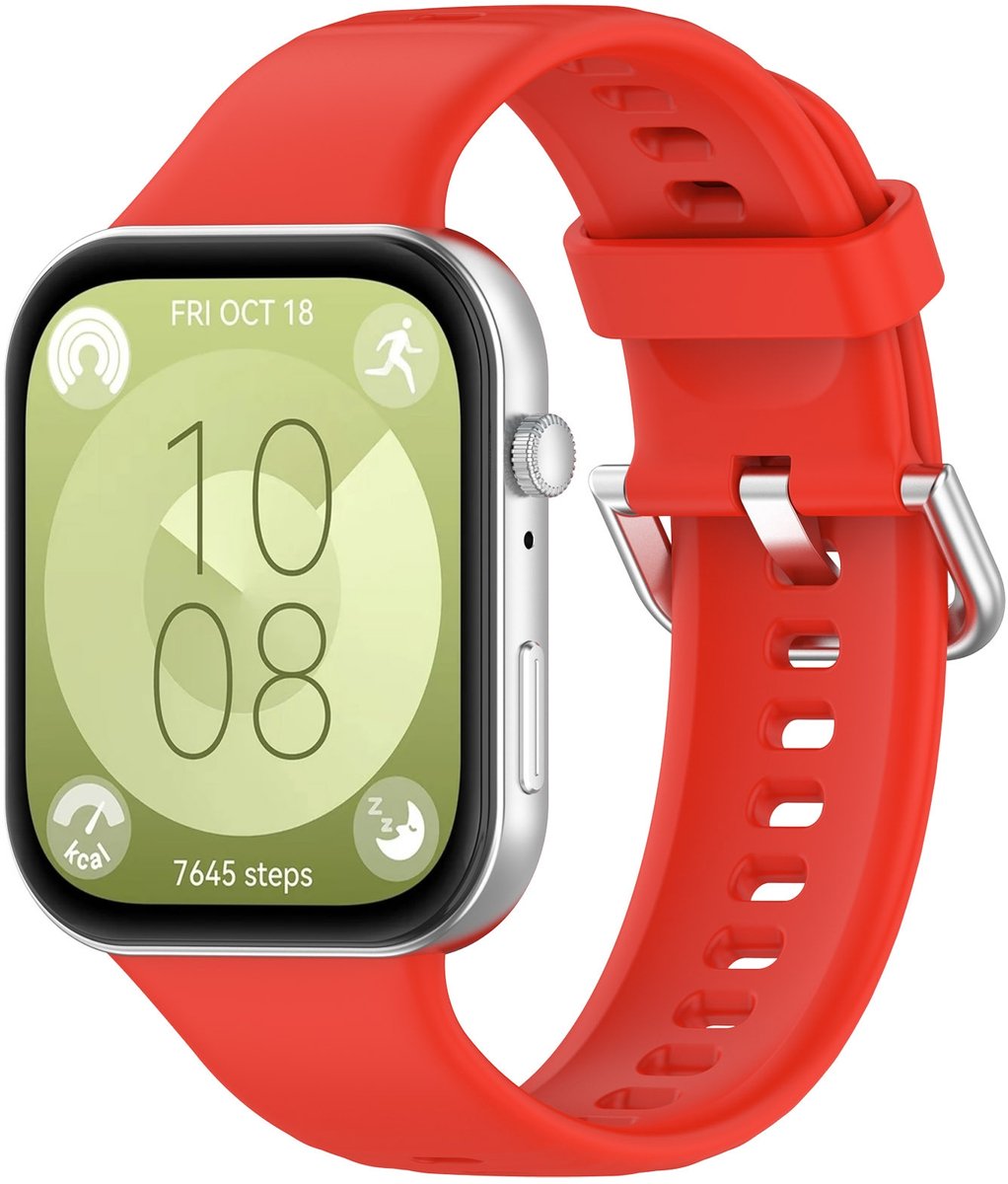 By Qubix - Siliconen bandje met gesp - Rood - geschikt voor Huawei Watch Fit 3 / Fit 4