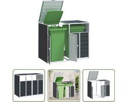 vidaXL Vuilnisbak - Containerbergplaats - Containerberging voor 2 containers 144x81x113cm staal antraciet - Afvalcontainer - Buitenshuisopslag - Tuinafval