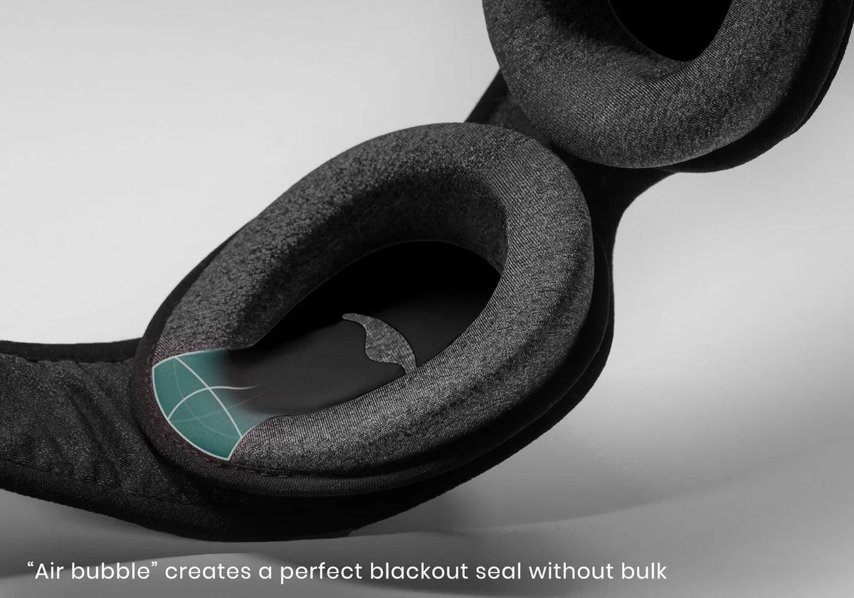 Manta Sleep Mask PRO - 100% verduisterend slaapmasker voor zijslapers - Carbon Black Limited Edition - ademend en comfortabel voor slapen/reizen/dutjes/ploegendienst. Ventilerend & ultrazacht. — afbeelding 7