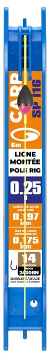 Garbolino Klaagemaakt Lijntje Competition SP I16 (6m) - Maat : Dobber 0.25g - Fluoro Power 0.197mm - Fluoro Power 0.175mm - Haak 14 (2430BN)