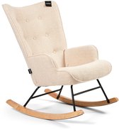 Aemely® Schommelstoel 'Mama' - Beige Teddy, Blank Hout