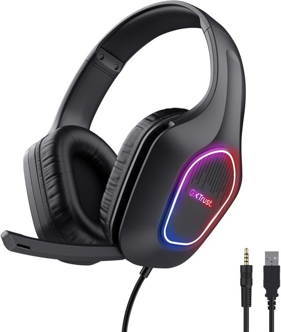 Trust GXT 416 Zirox LED - Gaming headset met LED verlichting - Bedraad 3.5mm - PS5/PS4/PC - Stereo - Zwart