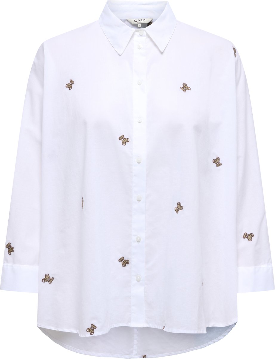 Only Blouse Onlnew Lina Grace Ls Emb Shirt Noos 15283743 Bright White/light Tedd Dames Maat - M