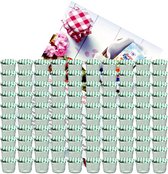 Set de 100 pots Pot à confiture 230 ml Pot à conserves Pot à conserves Jusqu'à 82 couvercle à carreaux verts incl. Livret de recettes Diamant-Zucker Gelierzauber