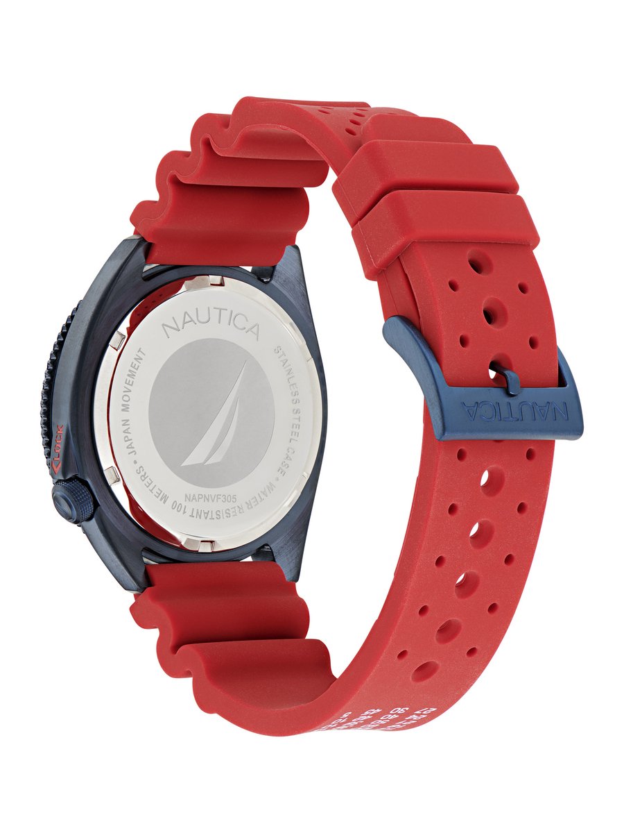Nautica Nautica Vintage Analoog Horloge Blauw Case: 100% Stainless Steel | Armband: 100% Bio-Based Pu 44 mm NAPNVF305