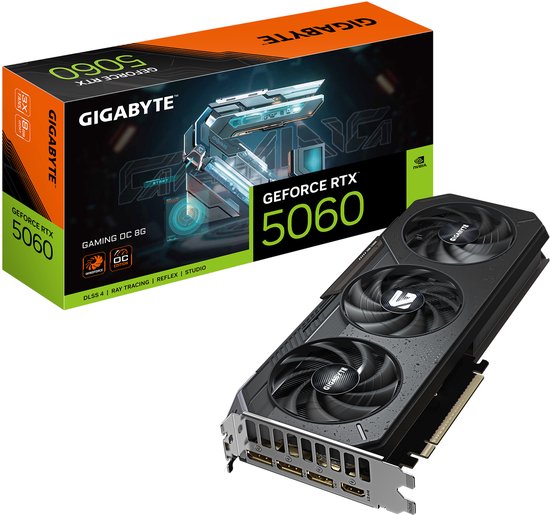 NVIDIA GeForce RTX 5060 8GB GDDR7 PCIe 5.0 Gaming Grafische kaart 3x Ventilator 2595 MHz