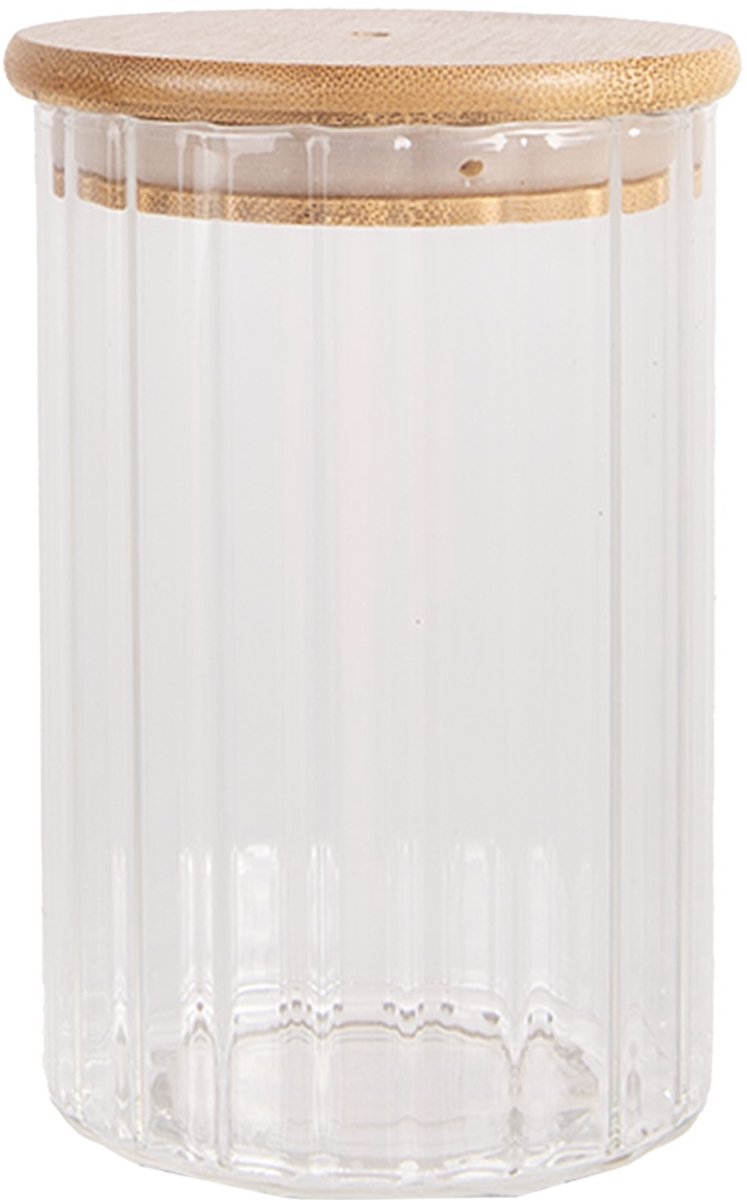 Clayre & Eef Voorraadpot Ø 7x10 cm Transparant Glas